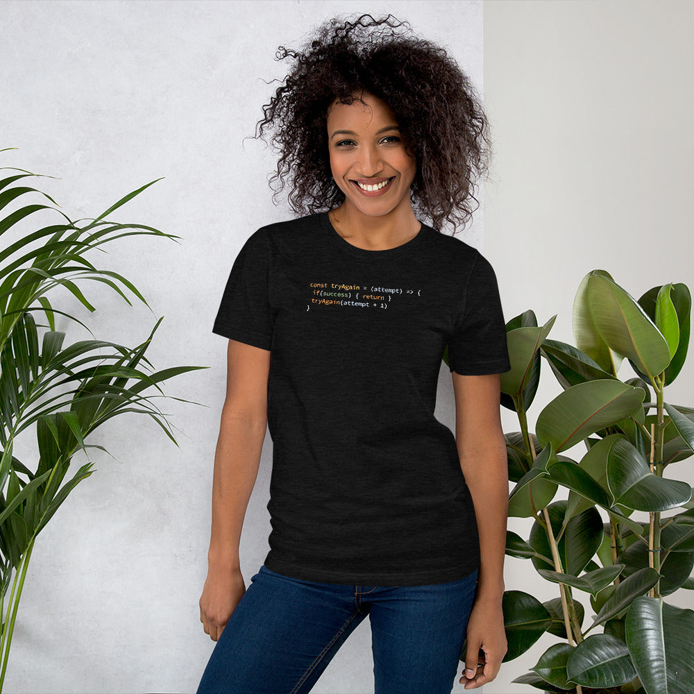 Recursive Try Try Again - Black Software Developer T-Shirt