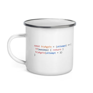 Recursive Try Try Again - Enamel Mug