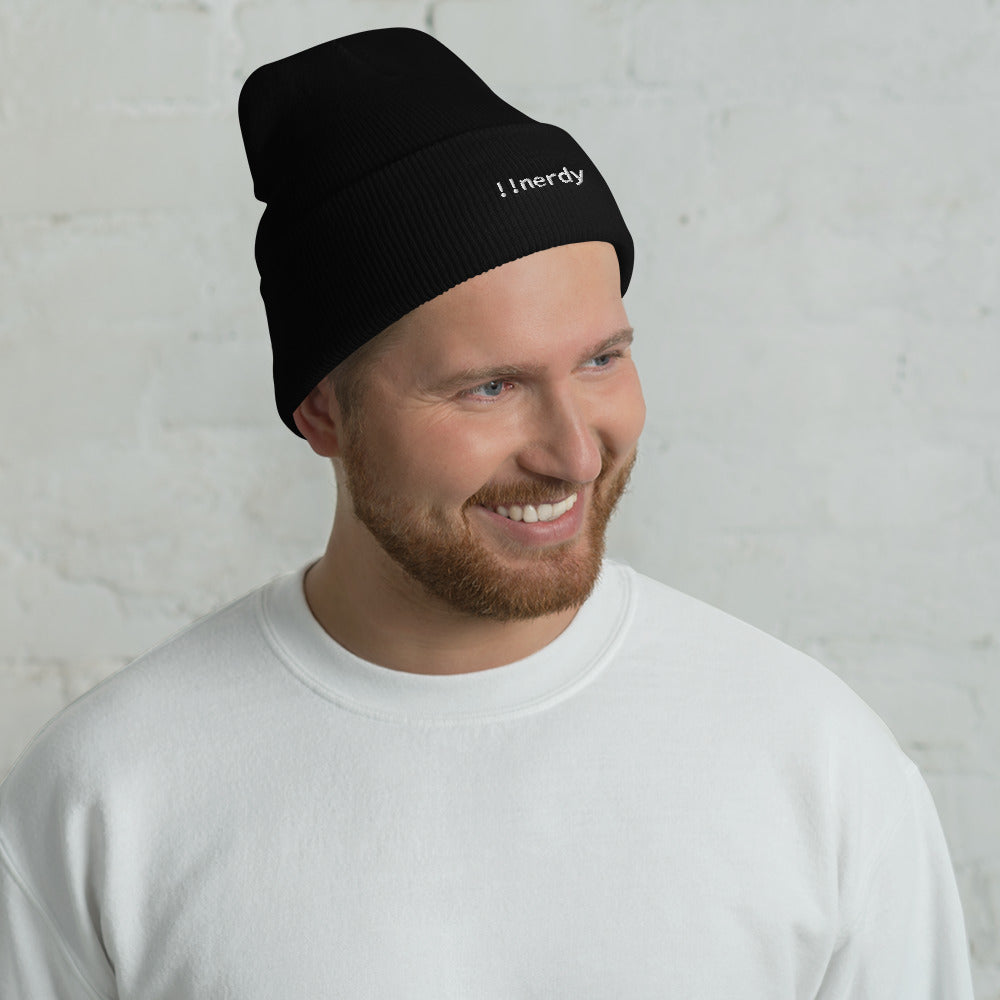 !!nerdy - Classic Software Developer Cuffed Black Beanie