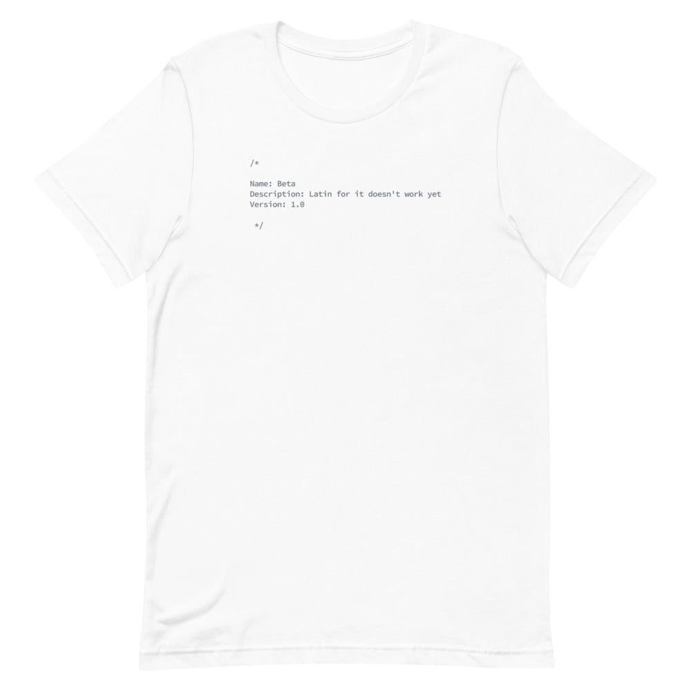 Latin for Beta - White - Software Developer T-Shirt