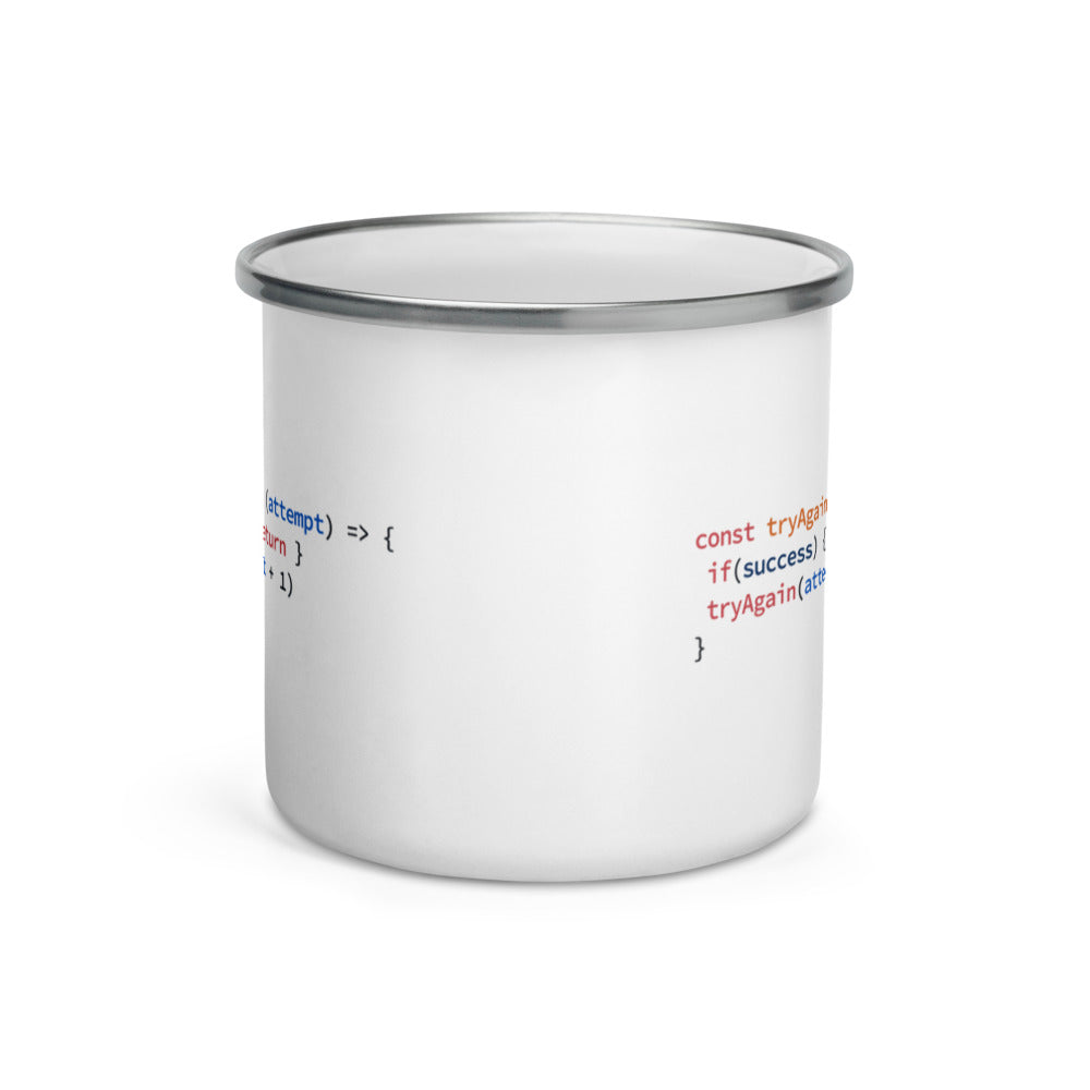 Recursive Try Try Again - Enamel Mug