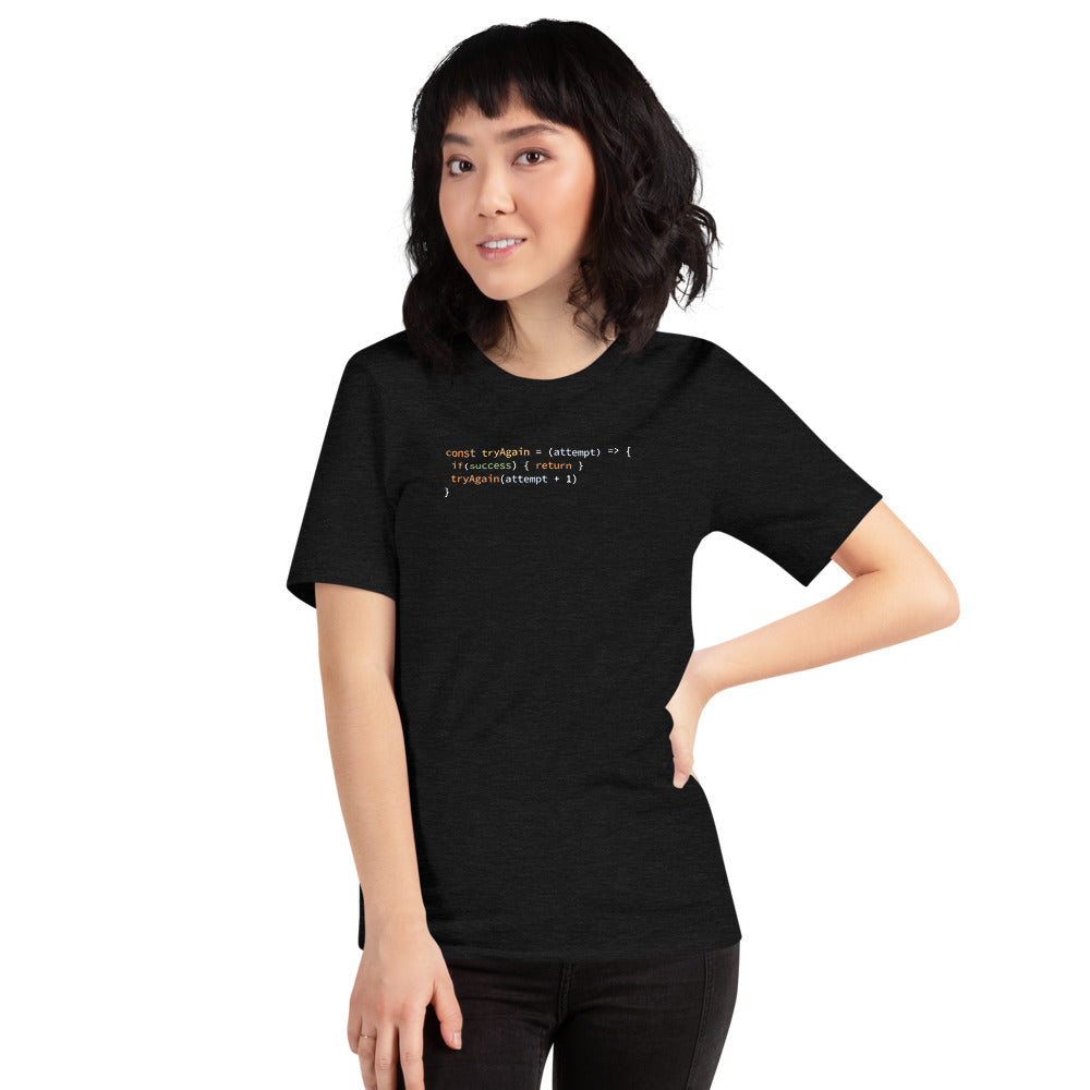 Recursive Try Try Again - Black Software Developer T-Shirt